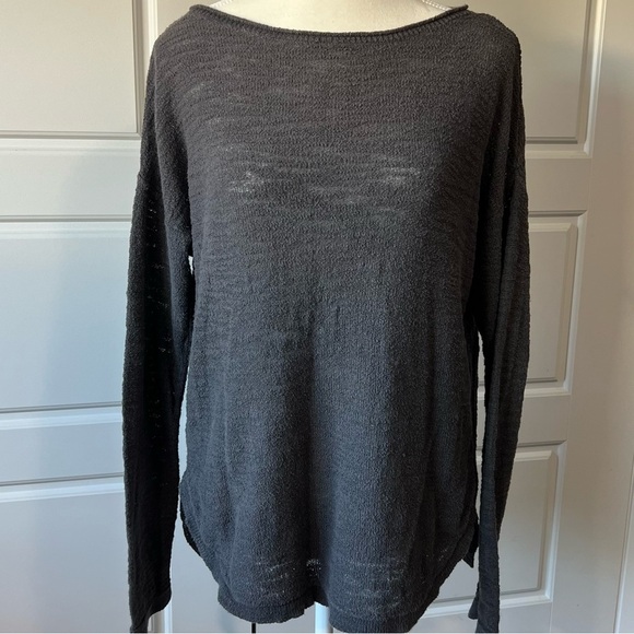 Loft Black Long Sleeve Knit Top Lightweight Relaxed Fit Casual Size‎ Medium - Picture 1 of 6